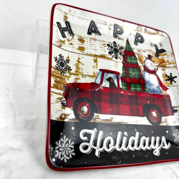 2 Geoffrey Allen 2014 Sleigh Bell 8.5" Square Plates by Certified Internat READ - Picture 11 of 13